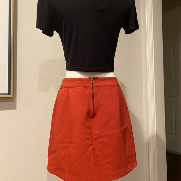 Burnt Orange A Line Mini Skirt - Picture 3 of 5